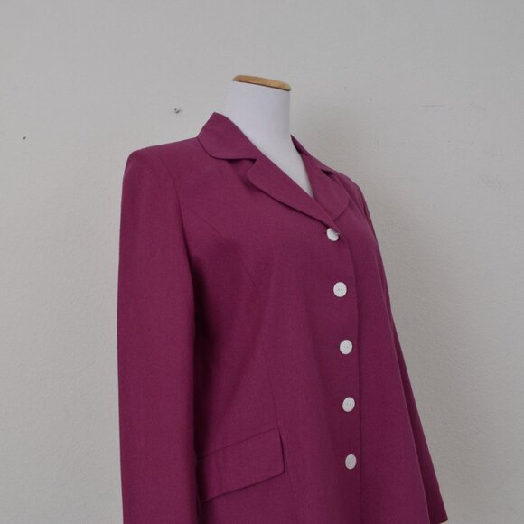Vintage 90s Lightweight Magenta Silk Blazer by LA Cera size M - Picture 10 of 10